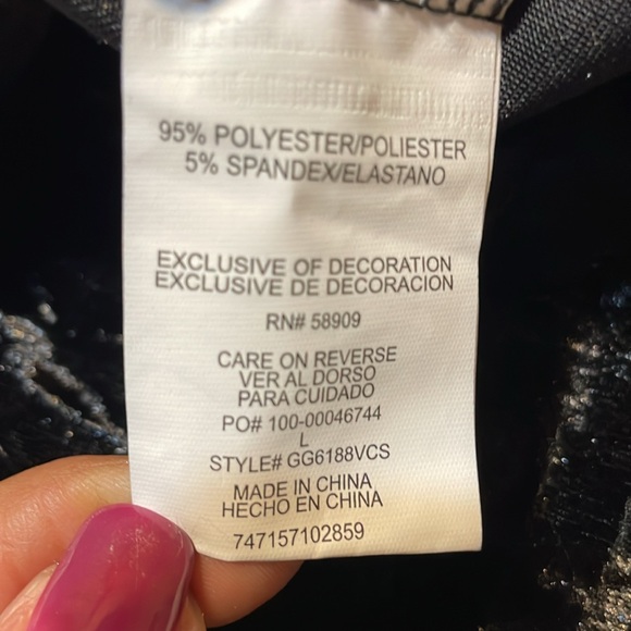 GB GIRLS BLACK CRUSHED VELVET “FLIRT” LEGGINGS PANTS WIDE ELASTIC WAIST SIZE:L - Picture 7 of 10